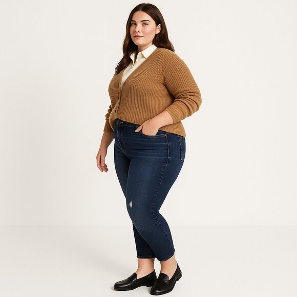 🌟 Silver Jeans Co. Avery Skinny Crop, Plus 22 Dark Wash, High-Rise, Stretch - Picture 5 of 14